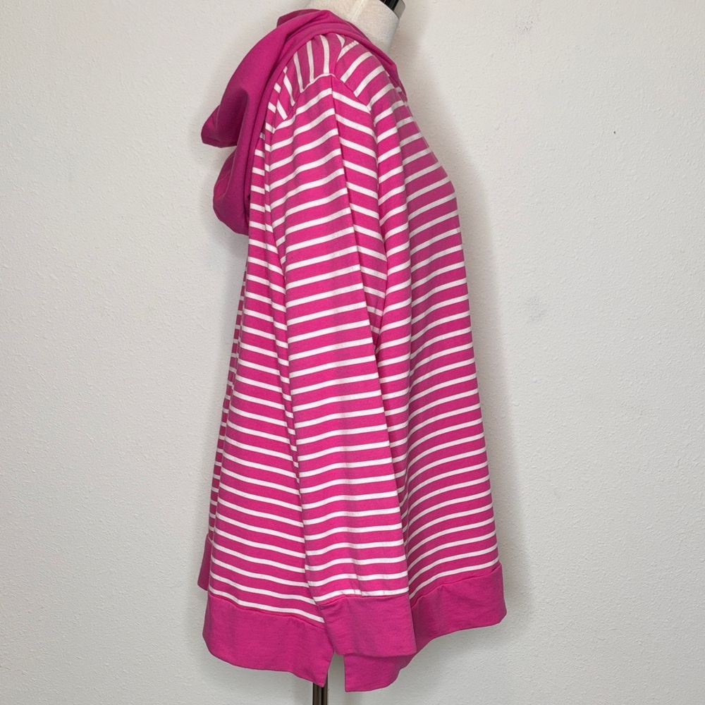 Belle by Kim Gravel size 2X Vibrant Pink and White Striped Hoodie - Picture 8 of 9